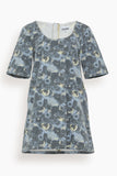 Ganni Dresses Print Denim Mini Dress in Brunnera Blue