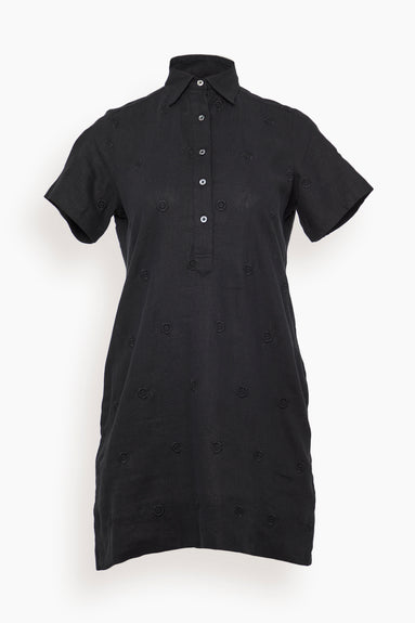 Short Sleeve Popover Dress in Black