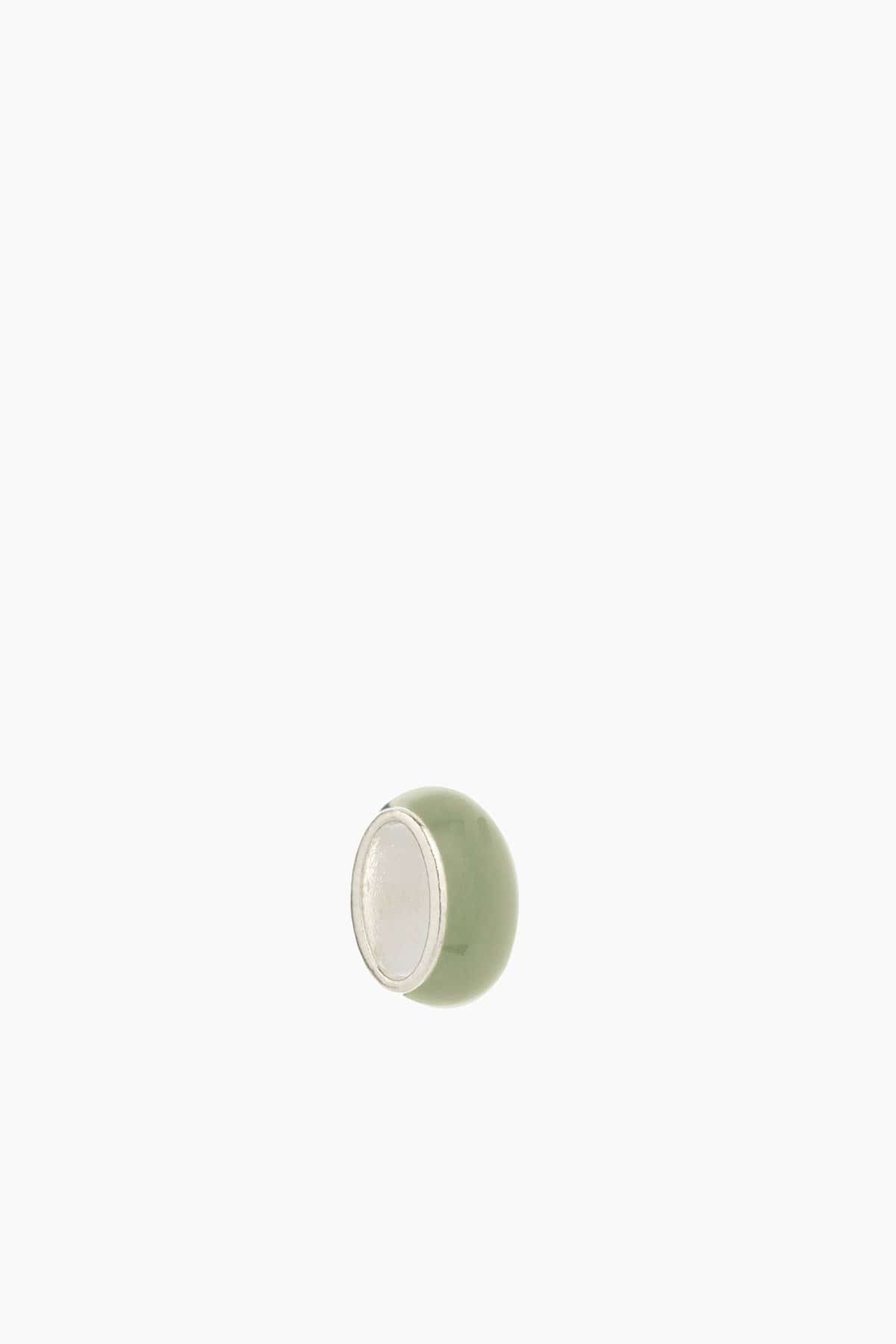 Adina Reyter Necklaces Wide Olive Green Enamel Bead in Sterling Silver