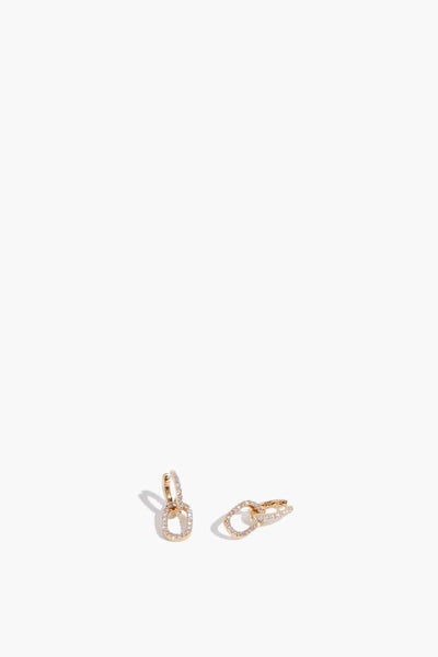 All Pave Oval Drop Huggies in 14k Yellow Gold