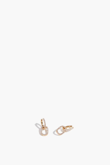 Vintage La Rose Earrings All Pave Oval Drop Huggies in 14k Yellow Gold
