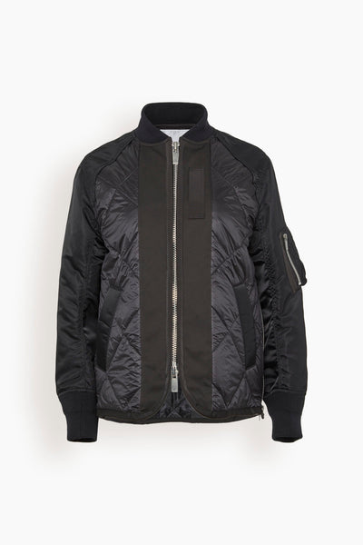Nylon Twill Mix Quilted Blouson in Black