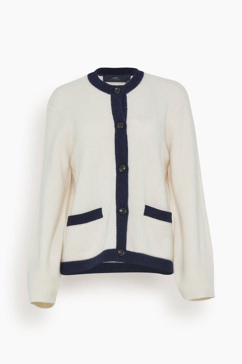 Arch 4 Sweaters Belvedere Cardigan in Ivory/Navy Trim