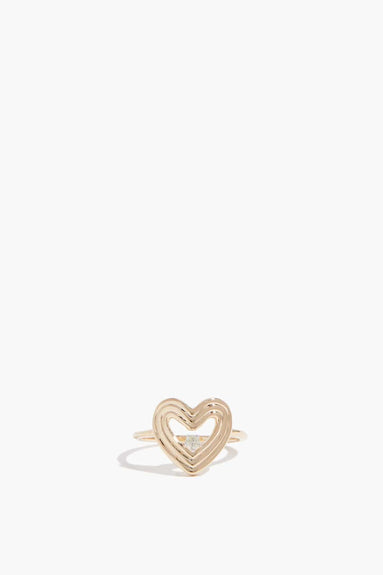 Adina Reyter Rings Groovy Diamond Heart Ring in 14k Yellow Gold