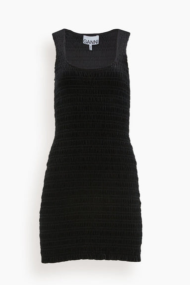 Ganni Dresses Velvet Jersey Smock Mini Dress in Black