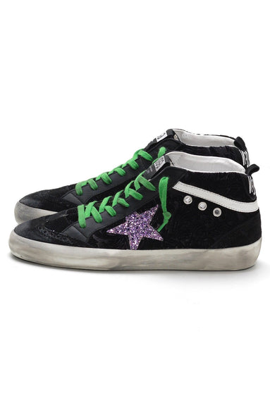 Golden Goose Shoes Mid Star Sneakers in Black Damask Velvet/Multiglitter Star Golden Goose Mid Star Sneakers in Black Damask Velvet/Multiglitter Star
