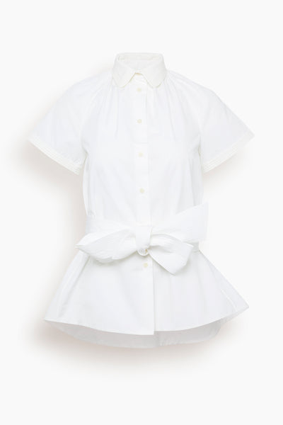 Collared Ribbon Shirt in White