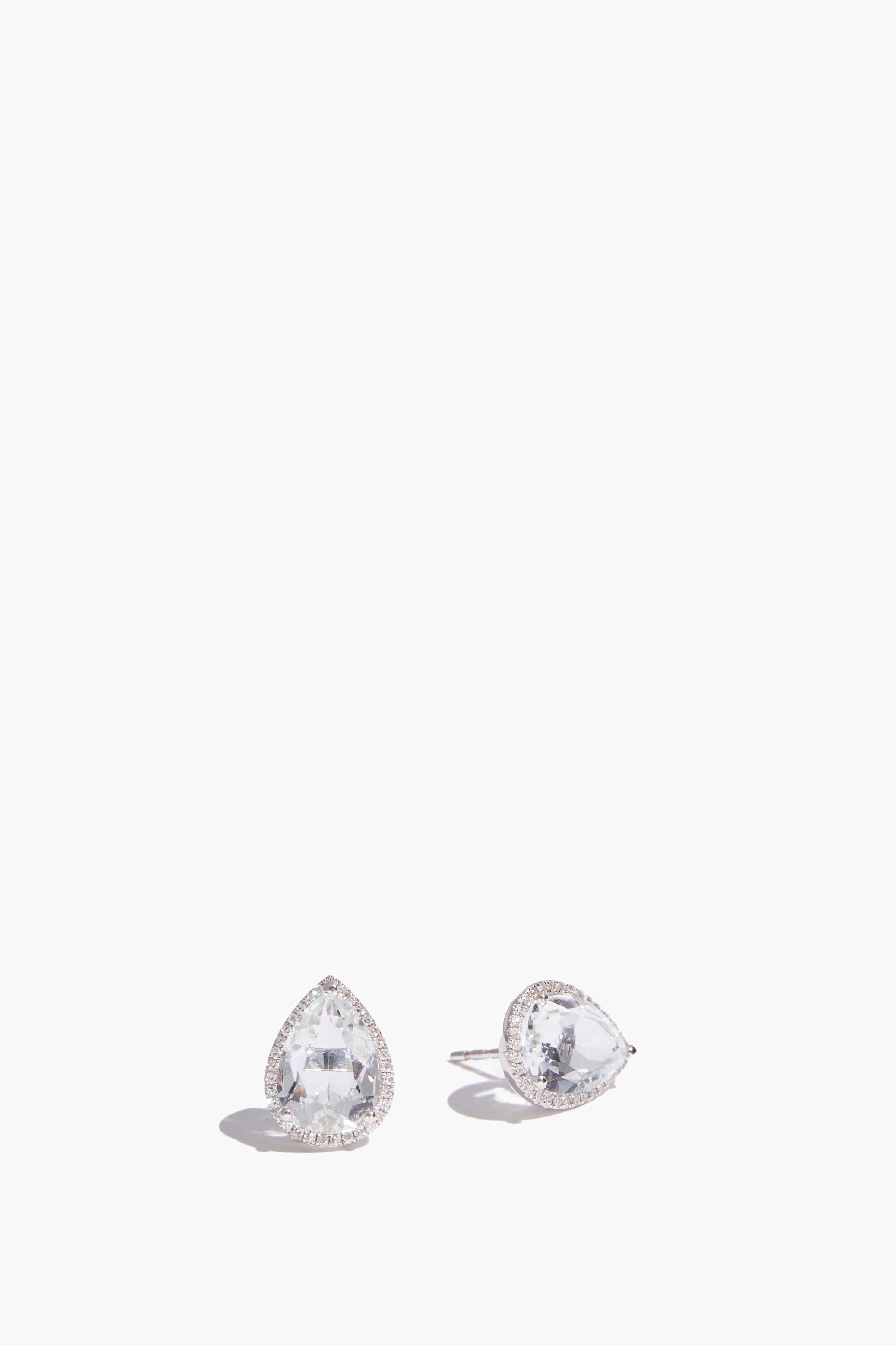Samira 13 Earrings Pear Topaz Diamond Stud Earring in 18k White Gold