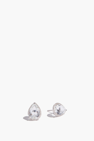 Pear Topaz Diamond Stud Earring in 18k White Gold