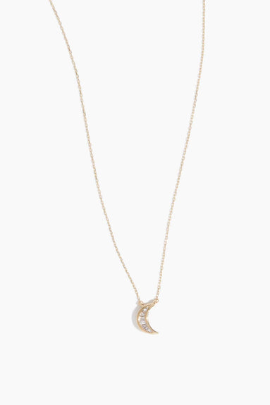 Adina Reyter Necklaces Baguette Moon Necklace in 14k Yellow Gold