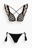 Anneke Crochet Triangle Bikini in Black/Cream