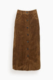Buttoned Pencil Skirt in Tobacco Brown