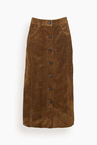 Buttoned Pencil Skirt in Tobacco Brown
