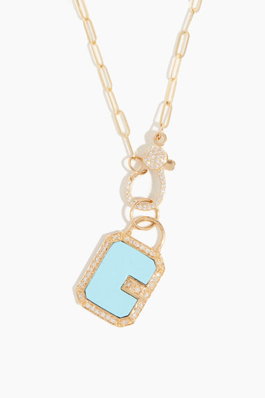 Theodosia Consignment Necklaces Lock Pendant in Turquoise and Diamond
