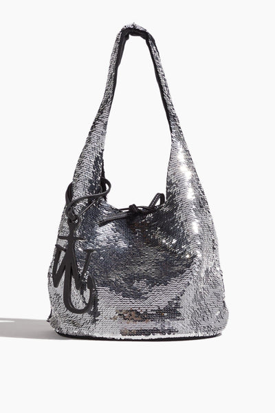 Mini Sequin Shopper Bag in Silver