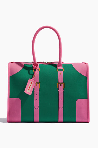 Marni Top Handle Bags Small Travel Bag in Sea Green/Fuchsia Fluo/Gold