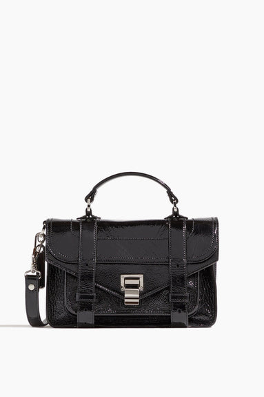 Proenza Schouler Handbags Cross Body Bags Crinkled Patent PS1 Tiny Bag in Black
