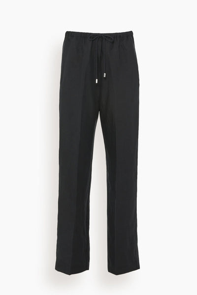 Press Creased Drawstring Trousers in Black