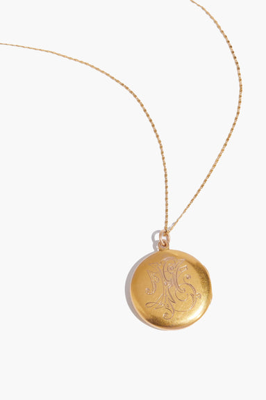 Reverie Estate Jewelry Necklaces Engraved Gold Locket Pendant Necklace in 14k Gold