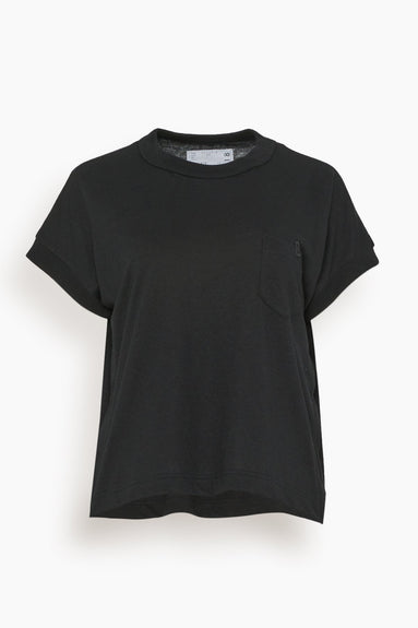 Sacai Tops Cotton Ramie Jersey T-Shirt in Black