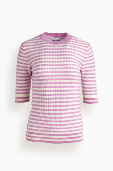 Striped Cashmere Mix Top in Carmine Rose
