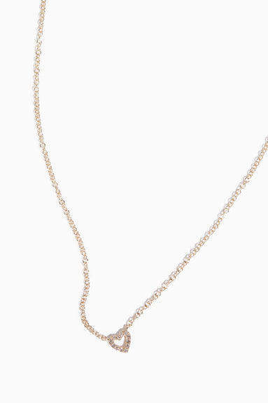 EF Collection Necklaces Baby Diamond Open Heart Necklace in 14k Yellow Gold