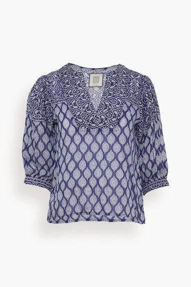 Bell Tops Fran Blouse in Indigo Multi