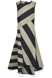 Odeeh Clothing Stripe Sleeveless Dress in Olive/Black