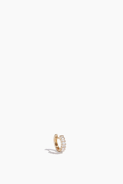 Single Prong Set Diamond Baguette Huggie Earring in 14k Yellow Gold
