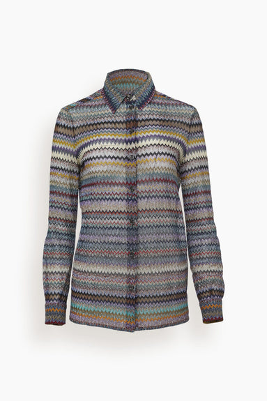 Missoni Tops Raschel Small Chevron Long Sleeve Shirt in Dark Multicolor