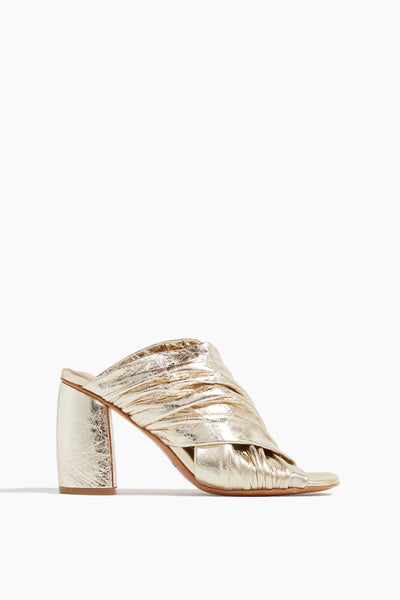 Craquel Lame Leather Heeled Sandals in Silver