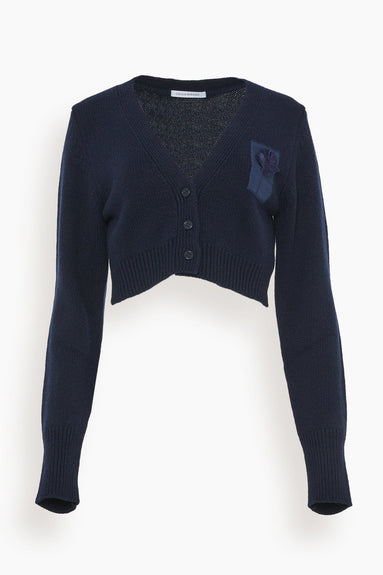 Cecilie Bahnsen Sweaters Cropped Cardigan in Navy Blue