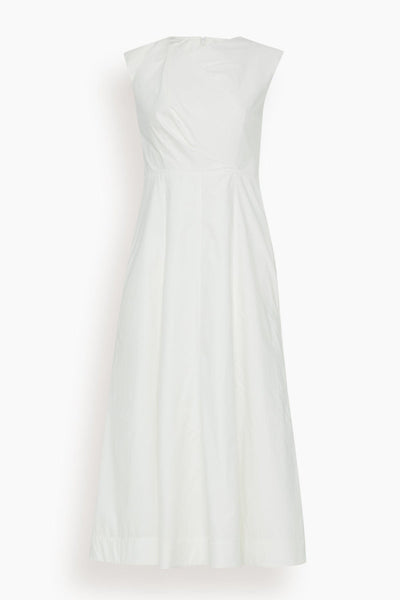Cotton Poplin Midi Dress in White