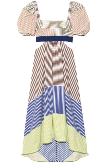 Silvia Tcherassi Dresses Blaine Dress in Cobalt Lime Stripe