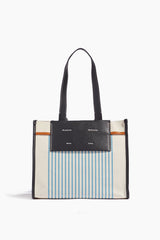 Large Morris leather-trimmed striped canvas tote