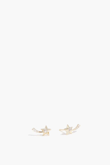 Adina Reyter Earrings Pave Shooting Star Posts in 14k Yellow Gold