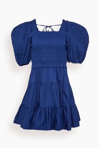 Sloane Puff Sleeve Smocked Dress in Cobalt