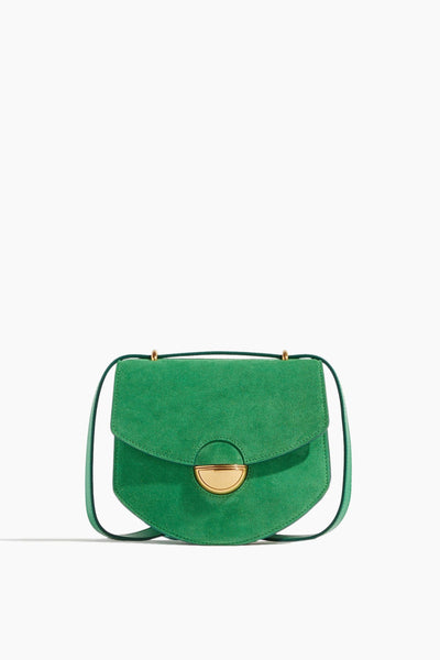 Suede Mini Round Dia Bag in Bottle Green