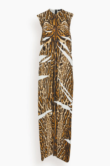 Proenza Schouler Dresses Garment Printed Crepe Dress in Brown Multi
