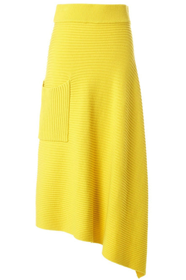 Tibi Clothing Merino Rib Origami Wrap Skirt in Yellow