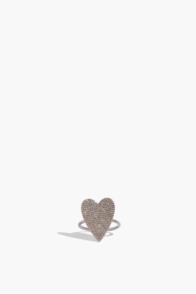 Large Pave Heart Ring in Sterling Silver