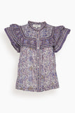 Rosita Flutter Sleeve Top in Purple