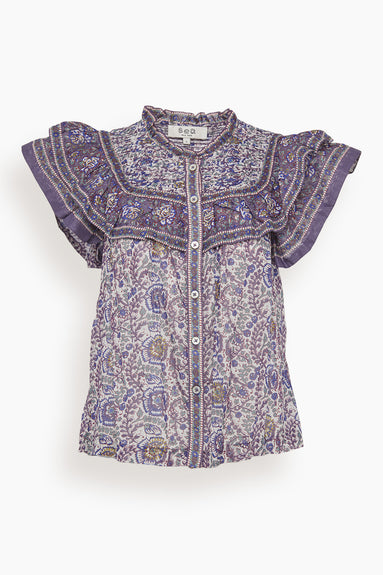 Rosita Flutter Sleeve Top in Purple