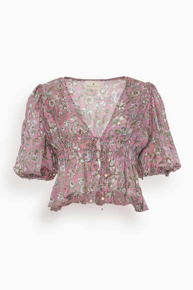 Hannah Artwear Tops Lalita Silk Blouse in Pink Lily