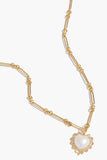 Samira 13 Necklaces White Fresh Water Pearl Heart Diamond Halo Radiating Charm Necklace in 14k Yellow Gold