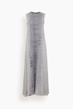 Sleeveless Drama Maxi Dress in Silver Tiger Tie Dye