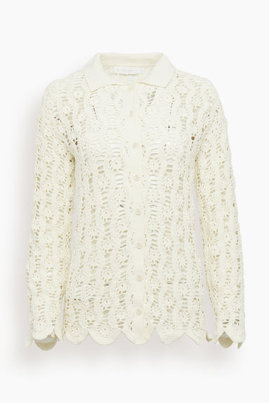 Harriet Crochet Shirt in Ivory