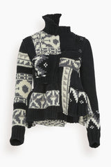 Sacai Nordic Patchwork Knit Pullover in Black/Gray – Hampden