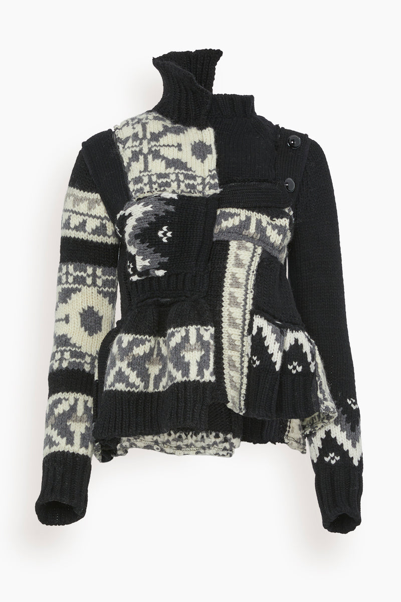 Sacai Nordic Patchwork Knit Pullover in Black/Gray – Hampden Clothing