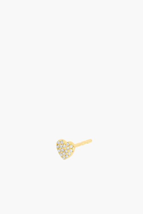 EF Collection Earrings Baby Single Diamond Heart Stud Earring in Yellow Gold